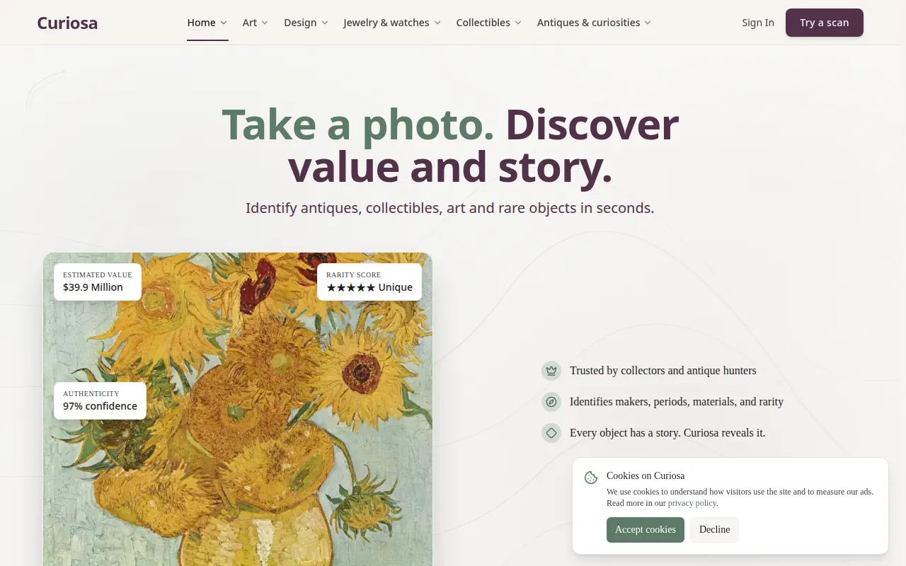 Homepage of curiosa.com