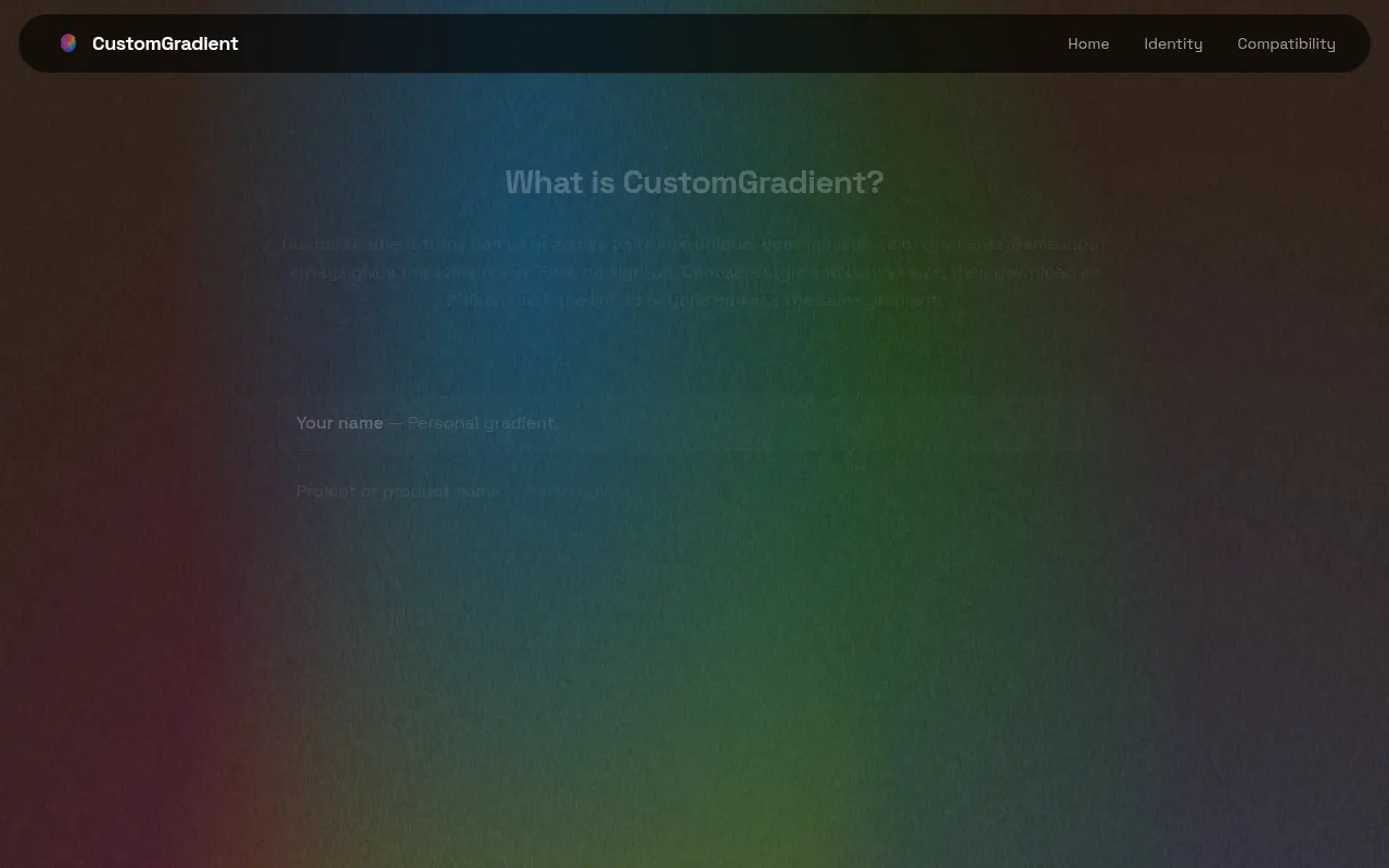 Homepage of customgradient.com