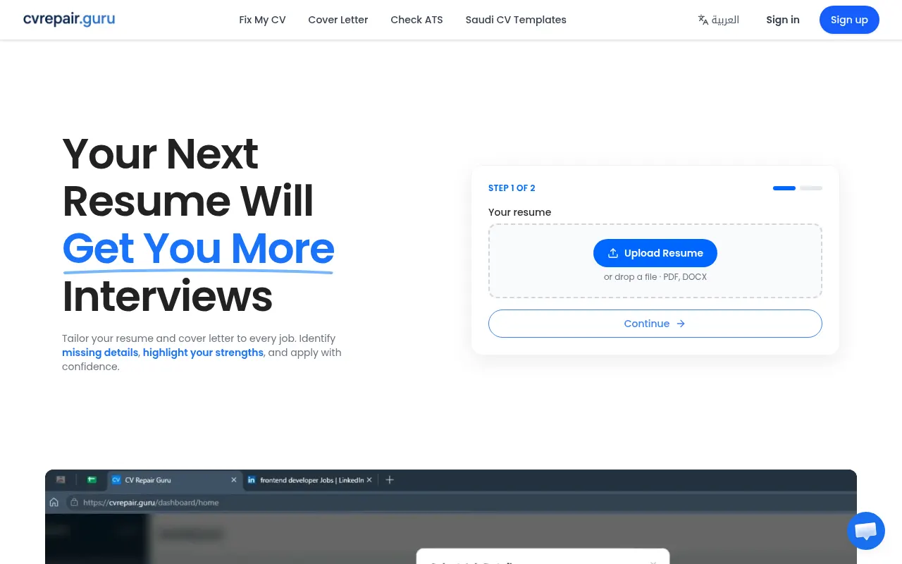 Homepage of cvrepair.guru