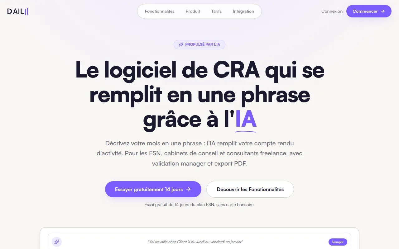 Homepage of dailii.app