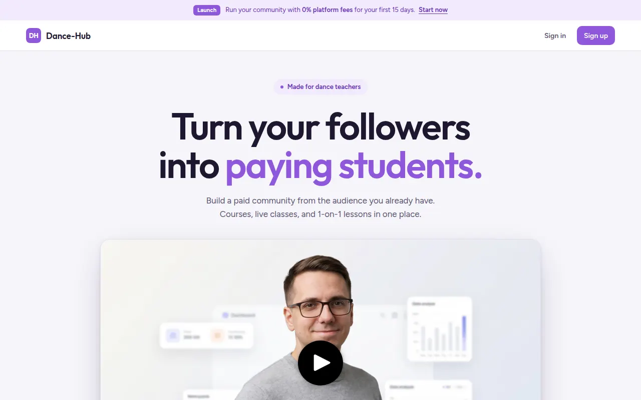 Homepage of dance-hub.io