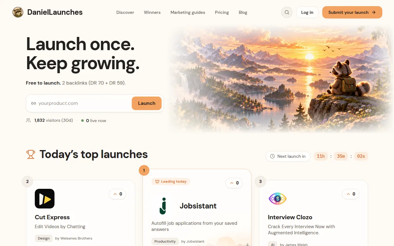 Homepage of daniellaunches.com