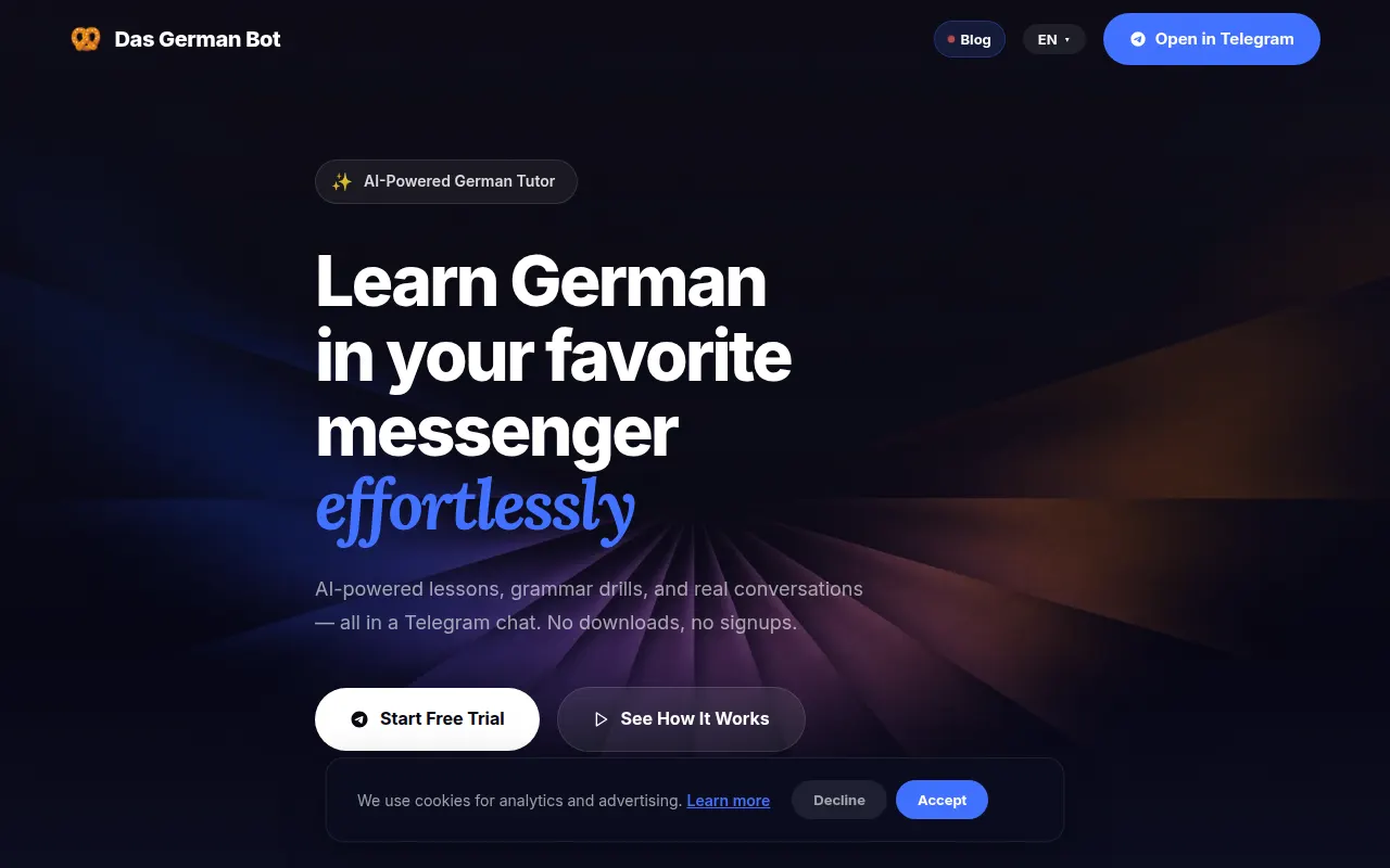 Homepage of dasgermanbot.com