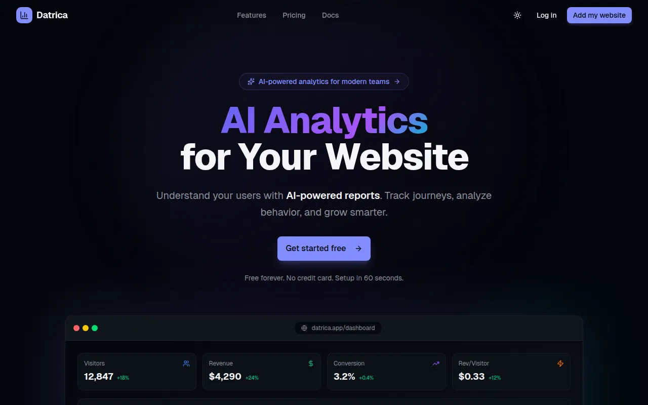 Homepage of datrica.live