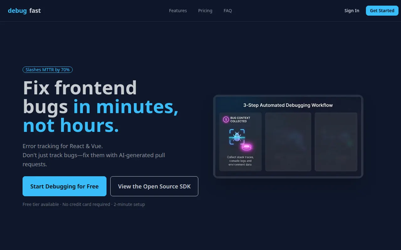 Homepage of debugfa.st