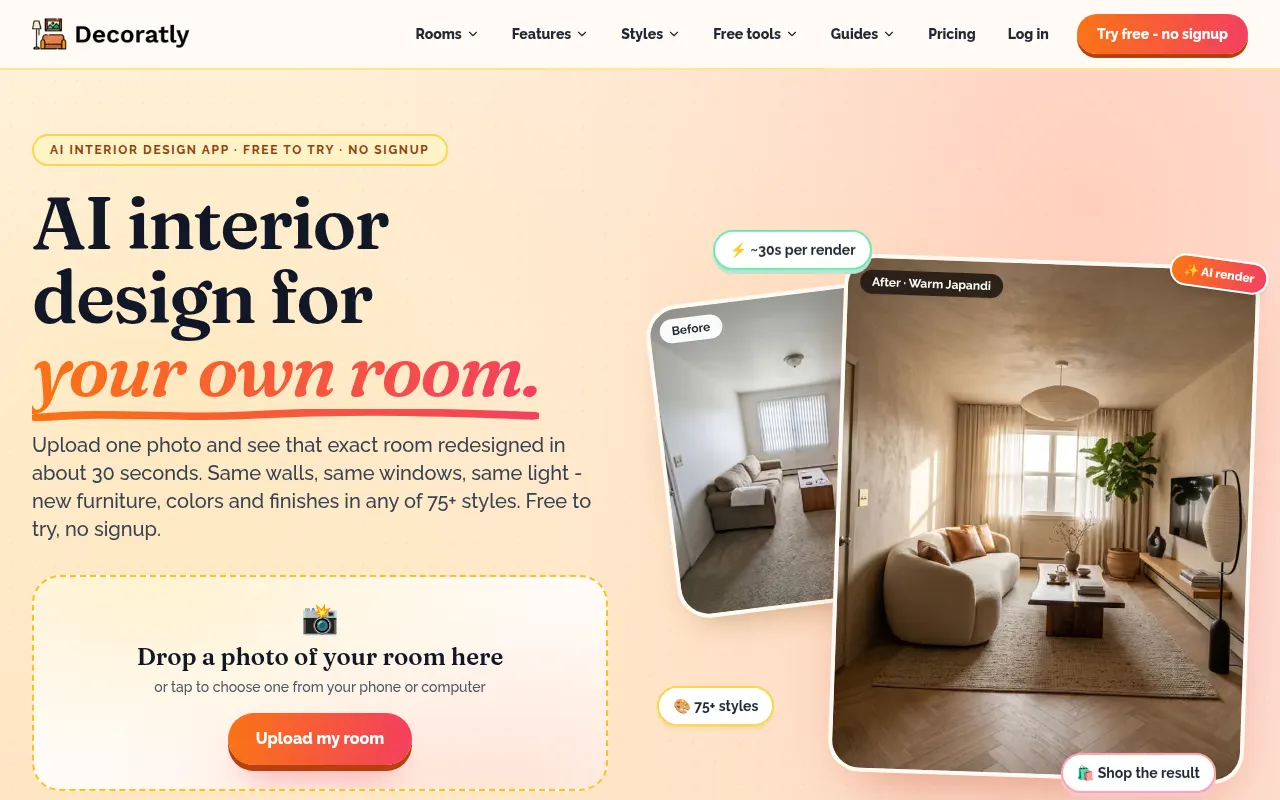 Homepage of decoratly.com