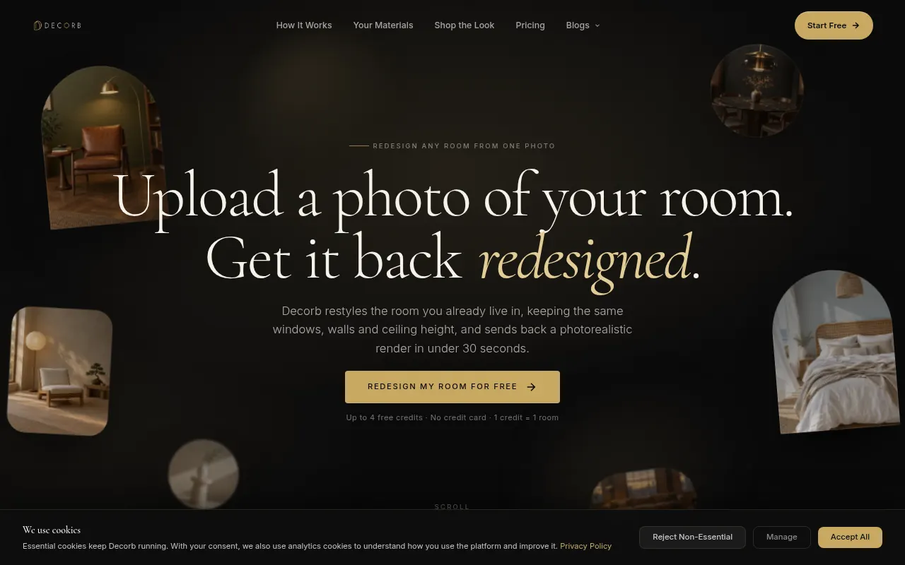 Homepage of decorb.app