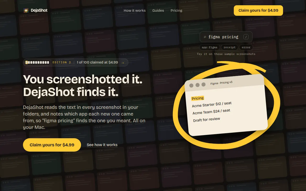 Homepage of dejashot.com
