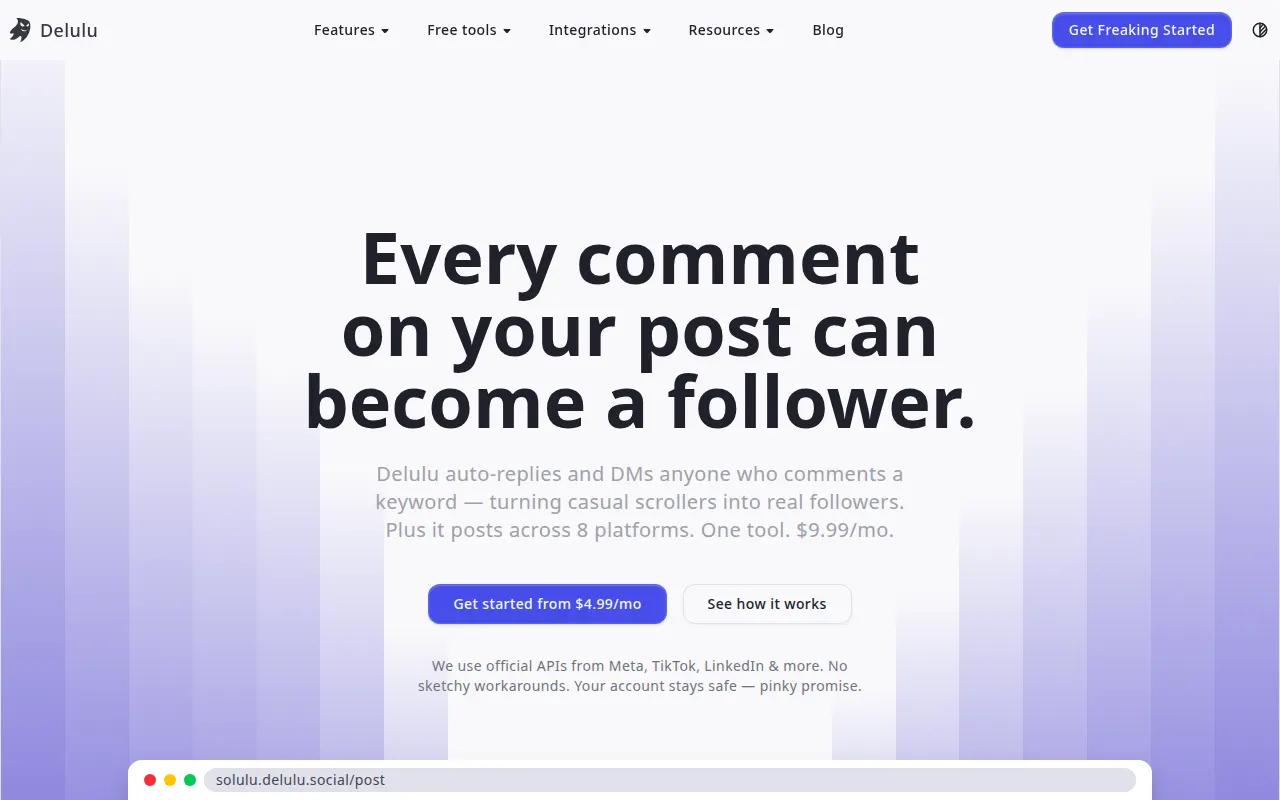 Homepage of delulu.social