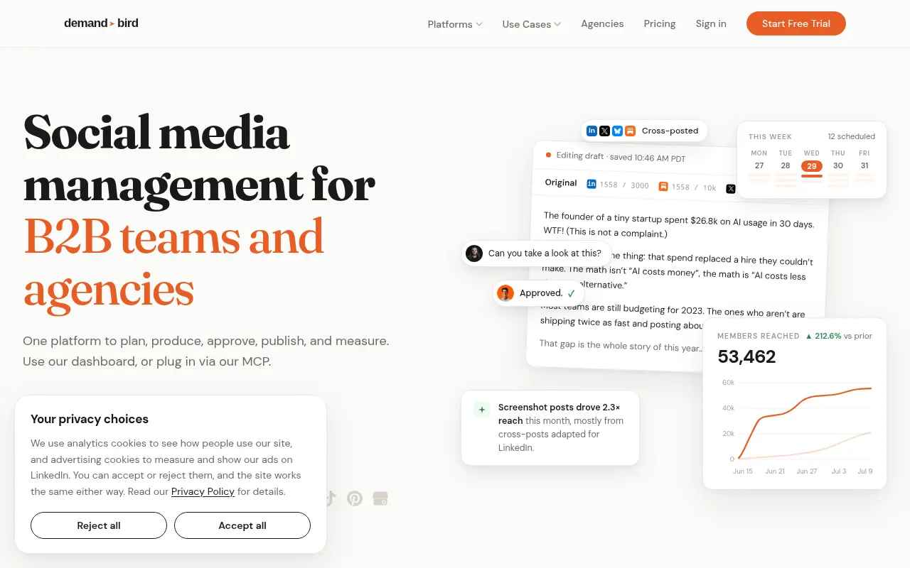 Homepage of demandbird.com