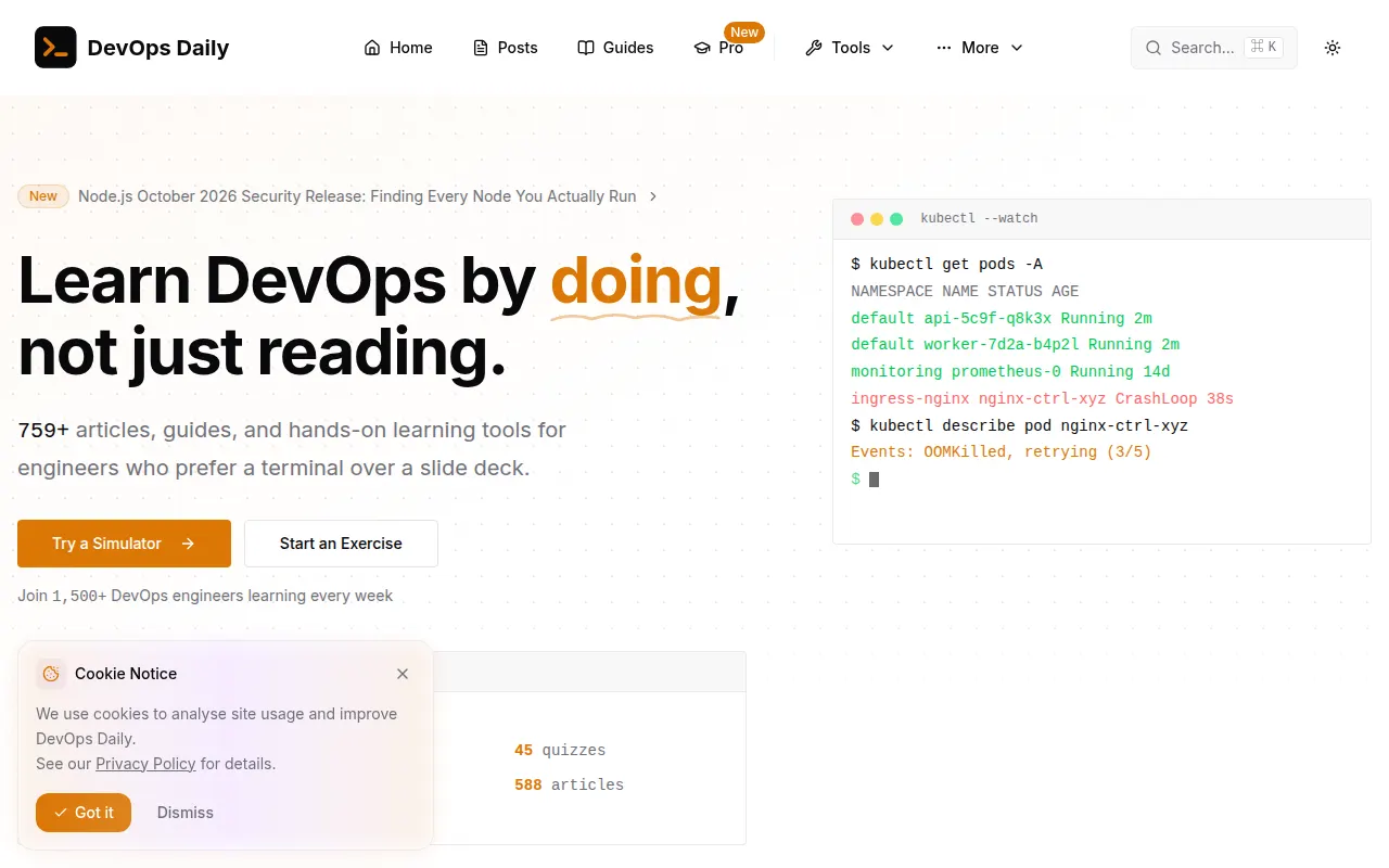 Homepage of devops-daily.com