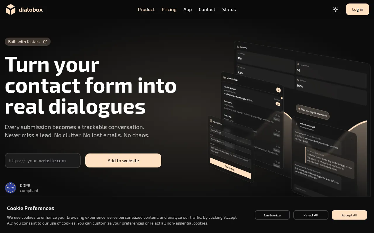 Homepage of dialobox.io