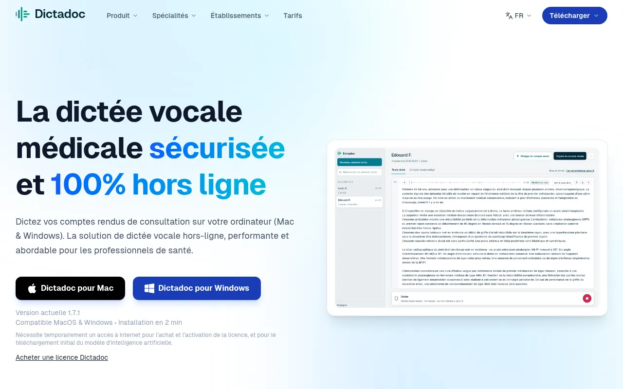 Homepage of dictadoc.fr