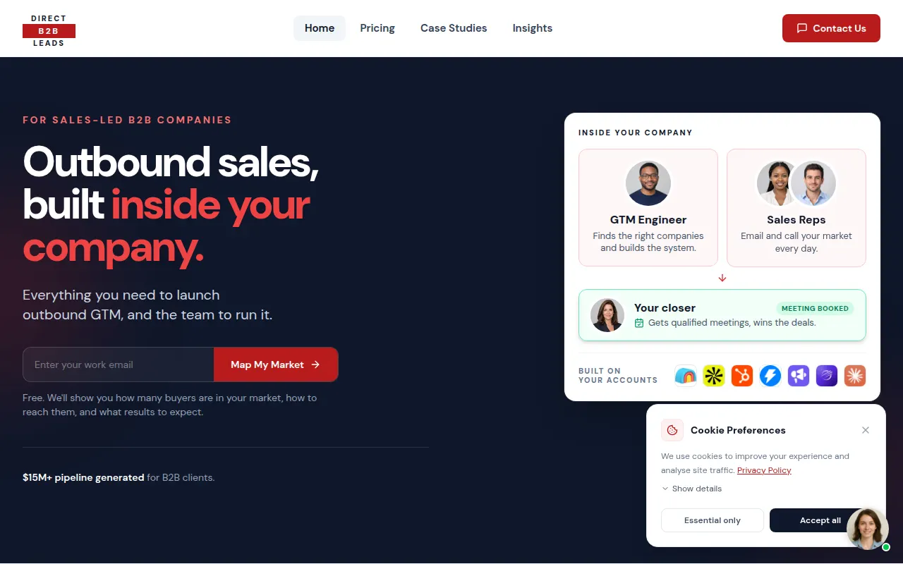 Homepage of directb2bleads.com