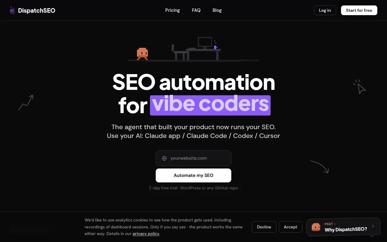 Homepage of dispatchseo.com