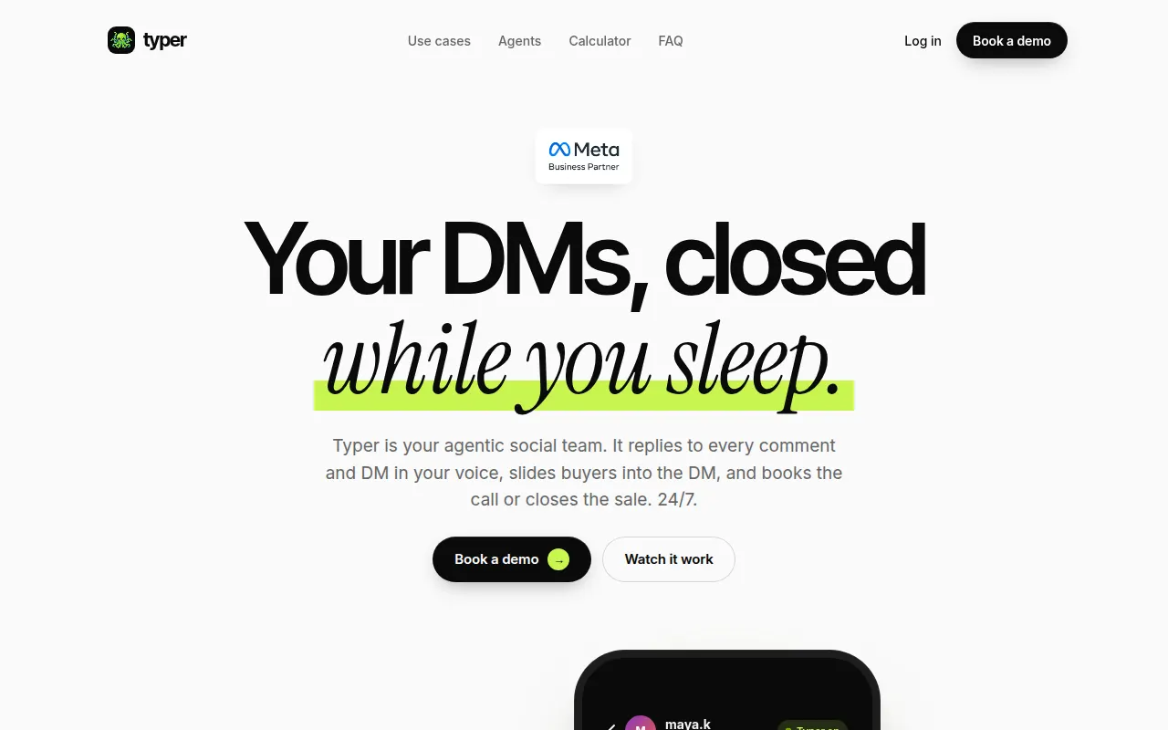 Homepage of dmtyper.ai