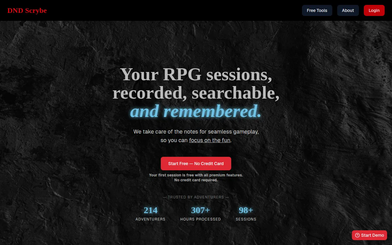 Homepage of dndscrybe.com