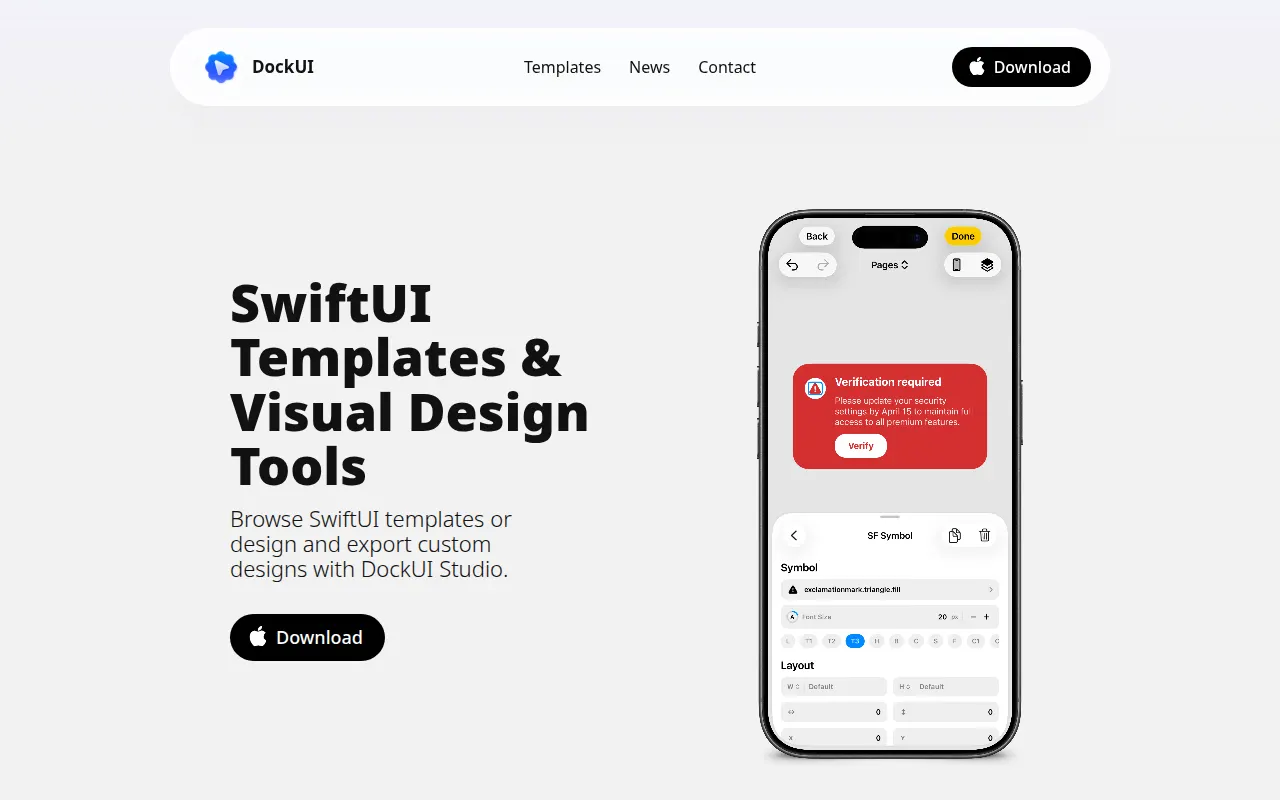 Homepage of dockui.com