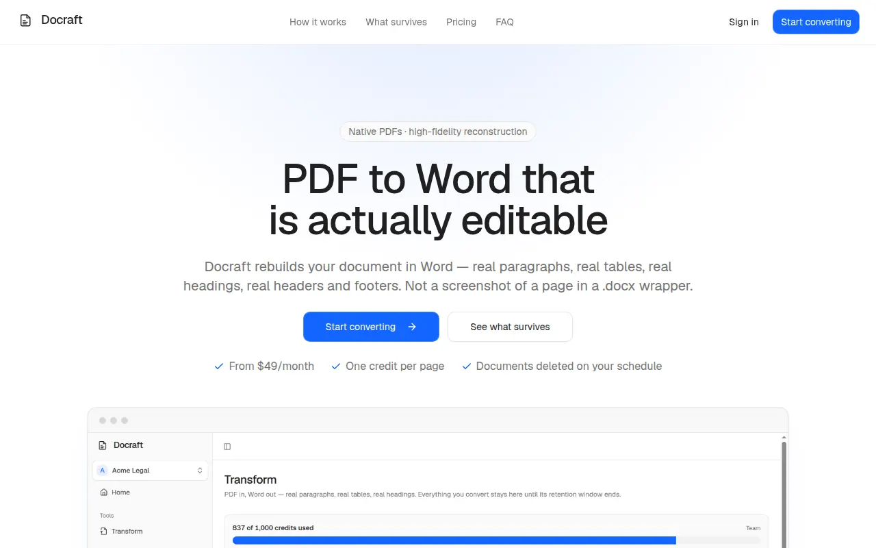Homepage of docraft.co