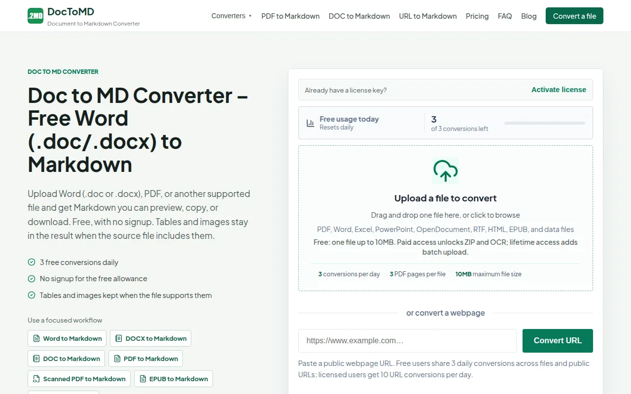 Homepage of doctomd.com
