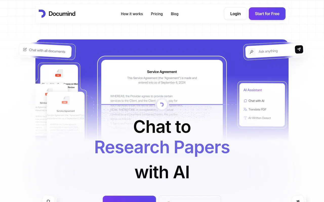 Homepage of documind.chat