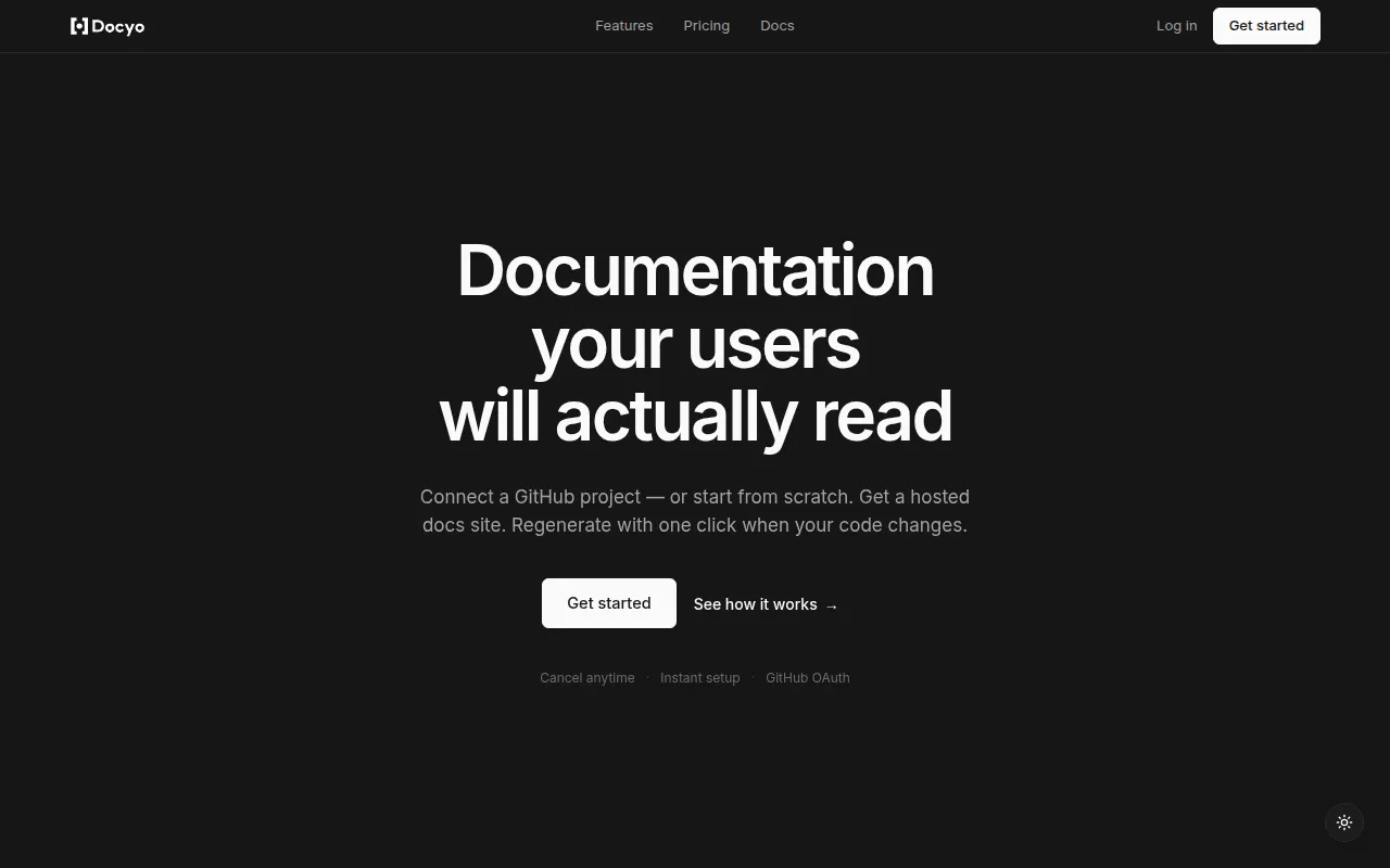 Homepage of docyo.dev