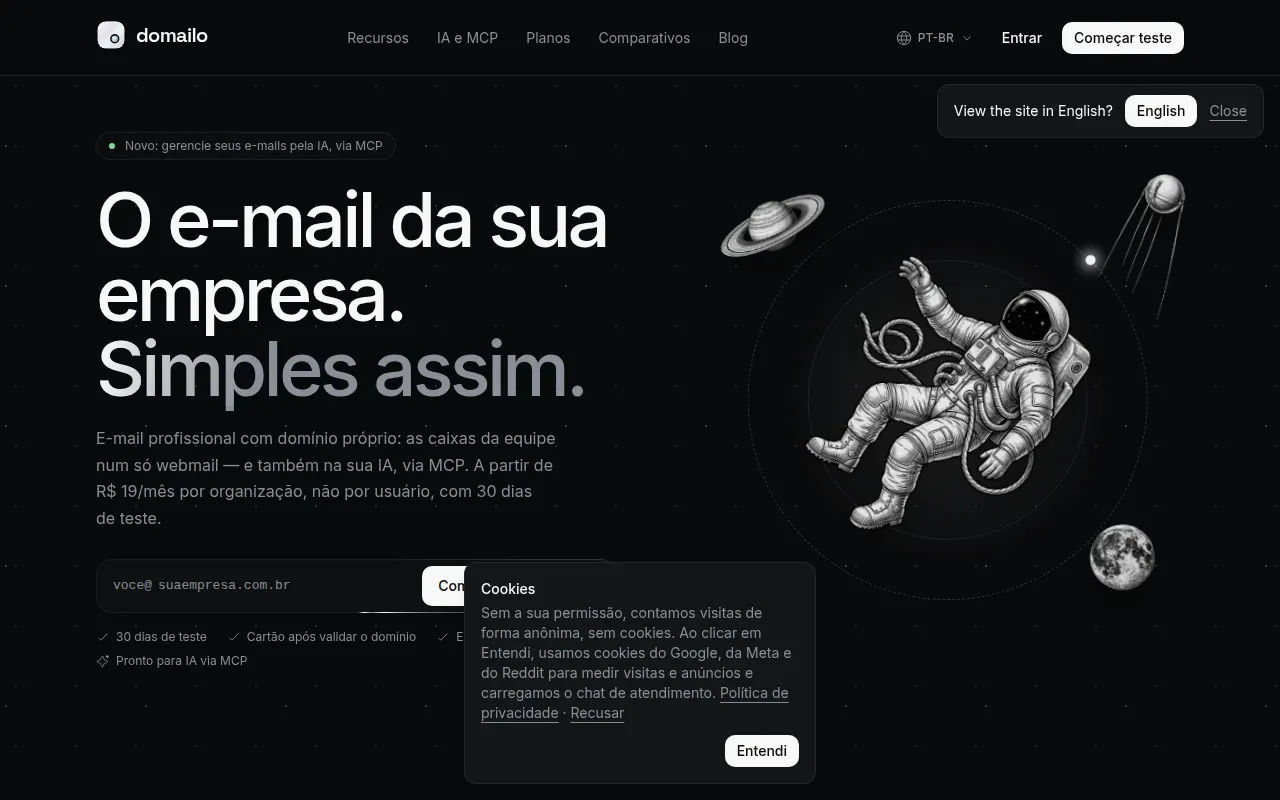 Homepage of domailo.app