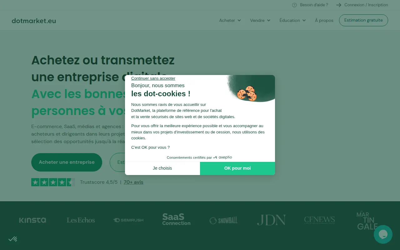 Homepage of dotmarket.eu