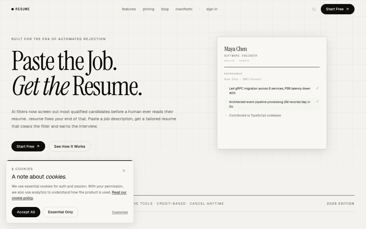 Homepage of dotresume.org