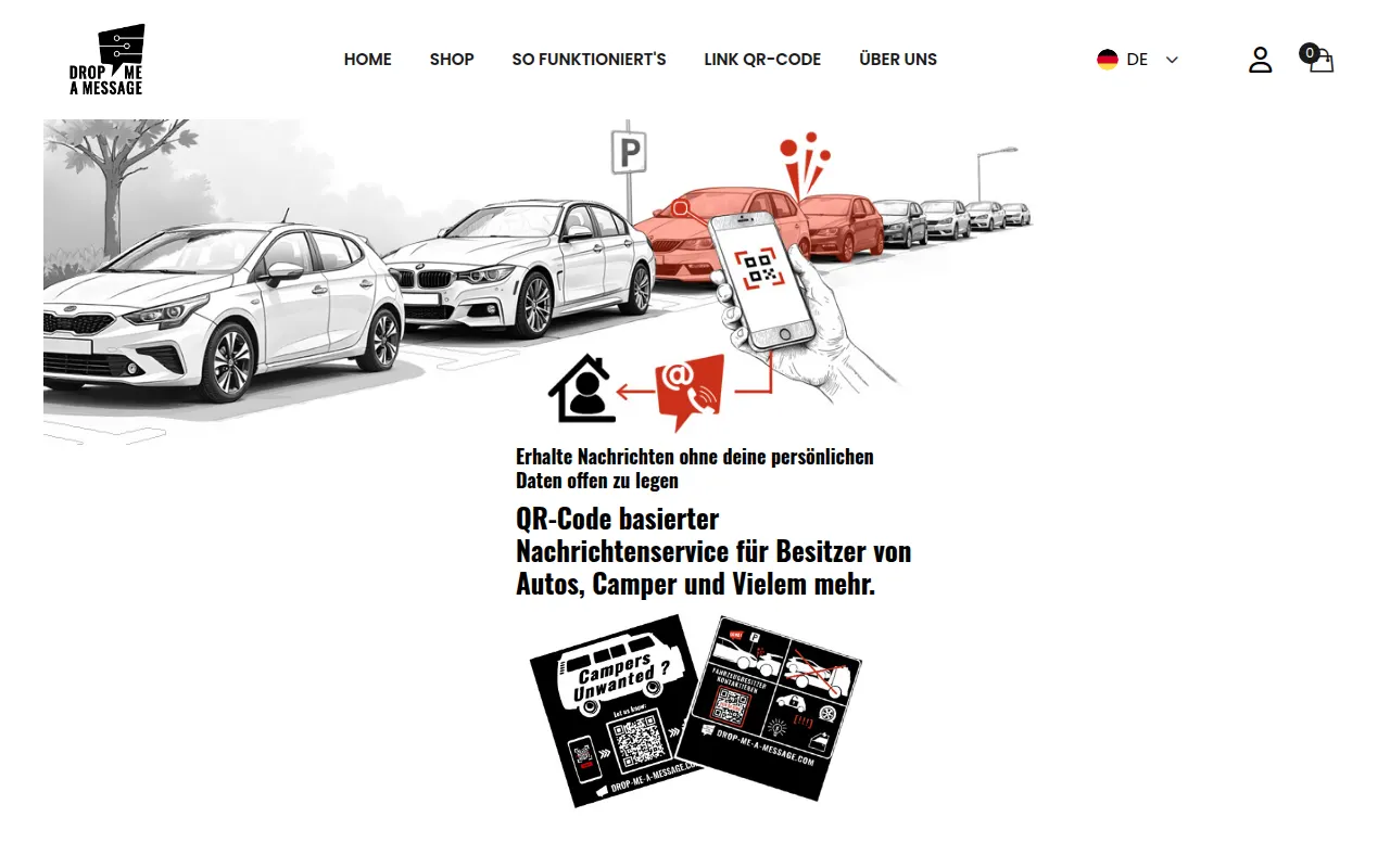 Homepage of drop-me-a-message.com