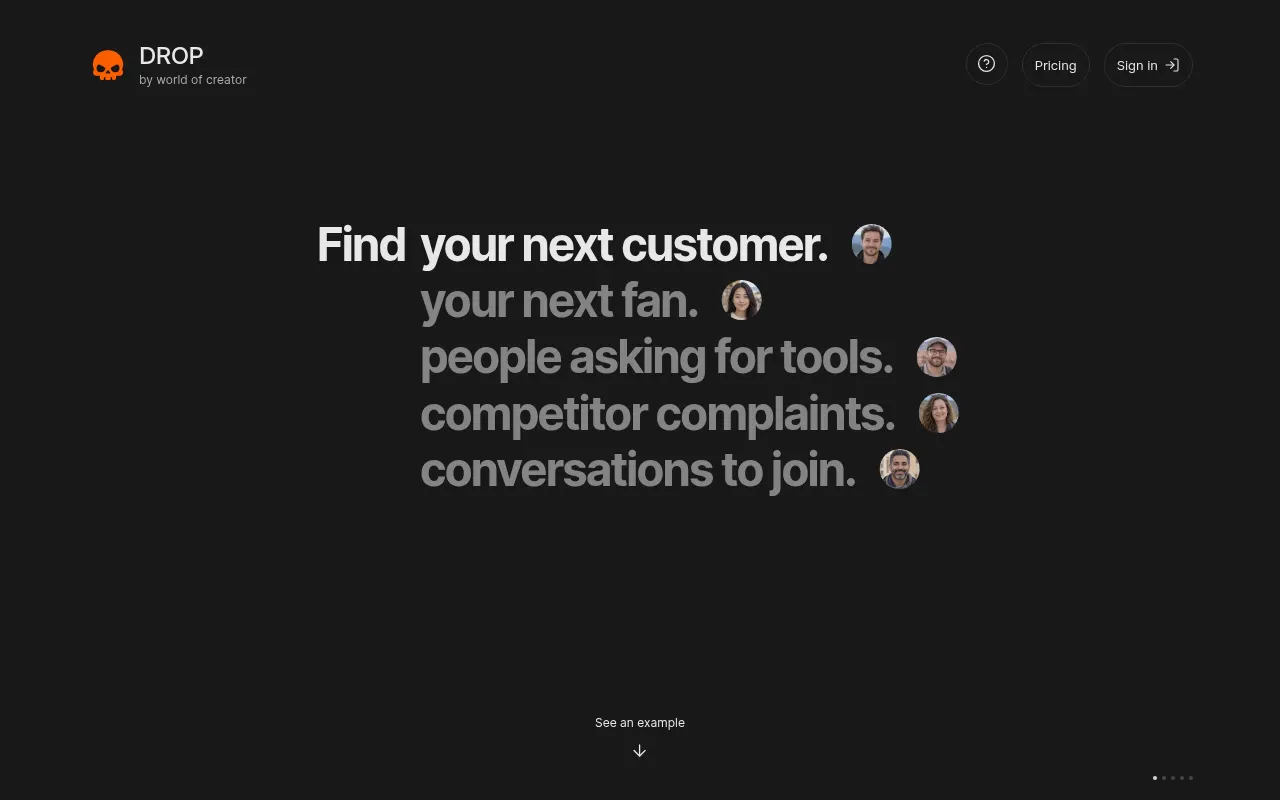 Homepage of drop.space
