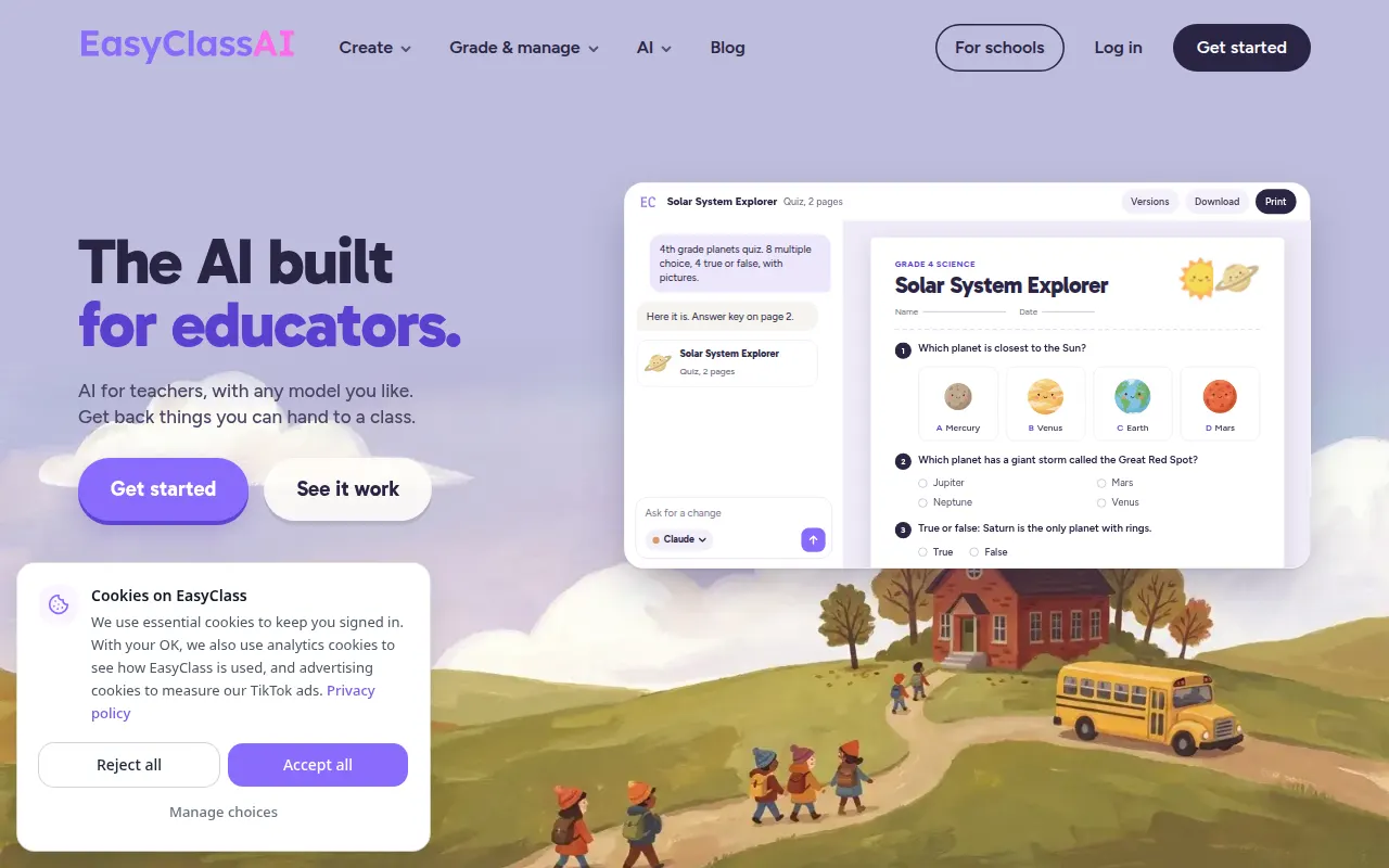 Homepage of easyclass.ai