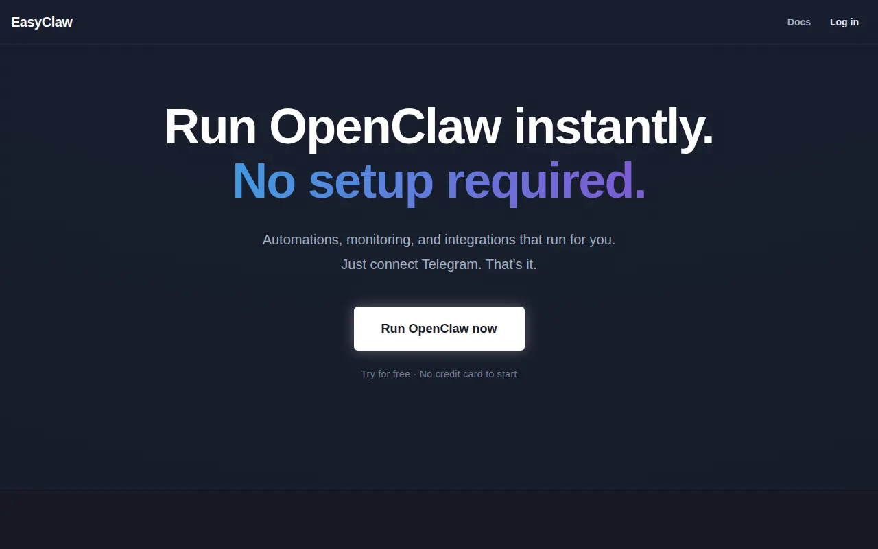 Homepage of easyclaw.co