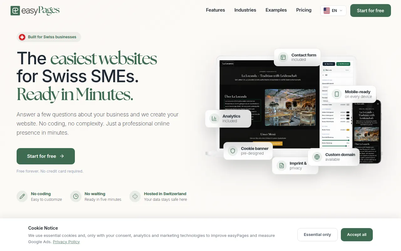 Homepage of easypages.ch