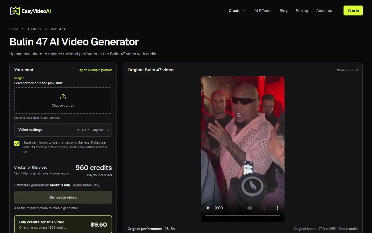 Homepage of easyvideoai.com