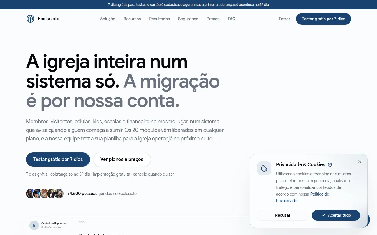 Homepage of ecclesiato.com.br