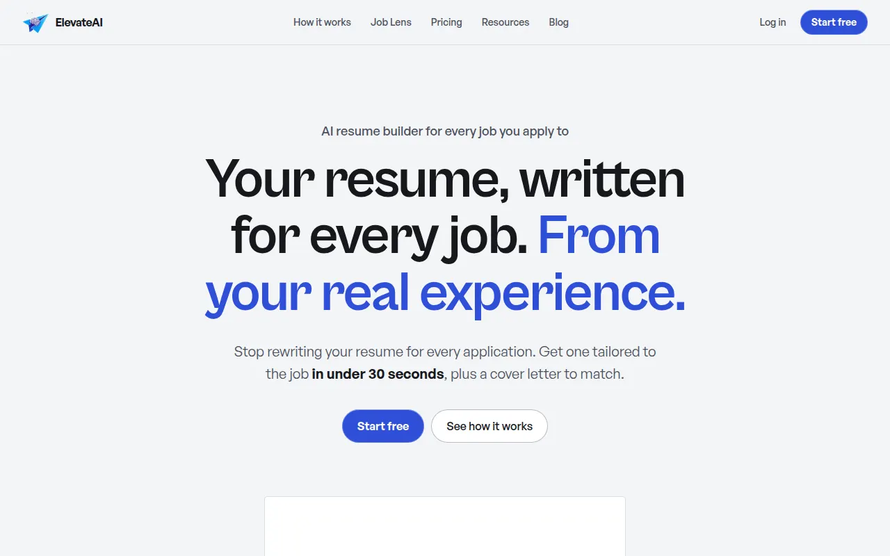 Homepage of elev-ai.com