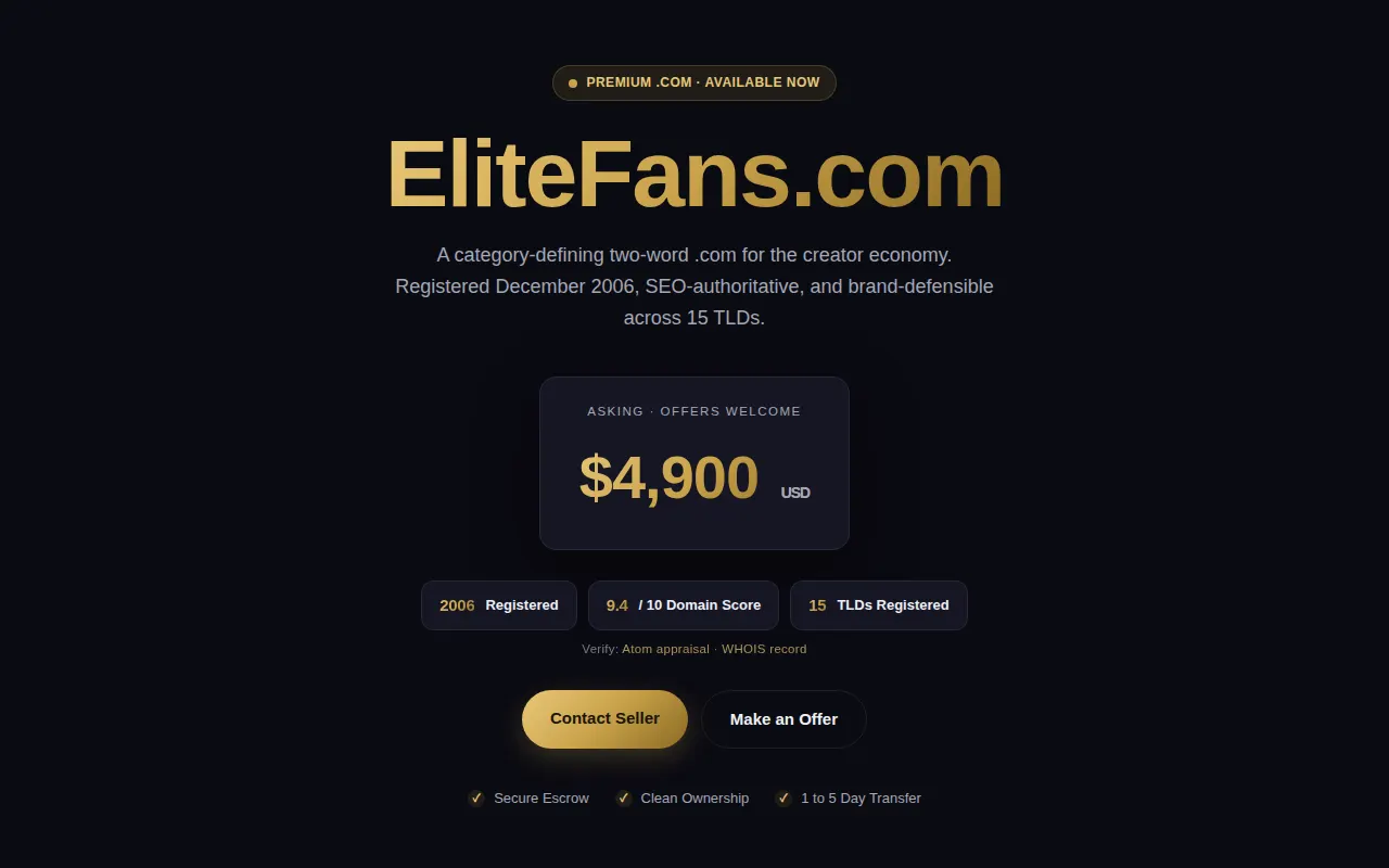 Homepage of elitefans.com