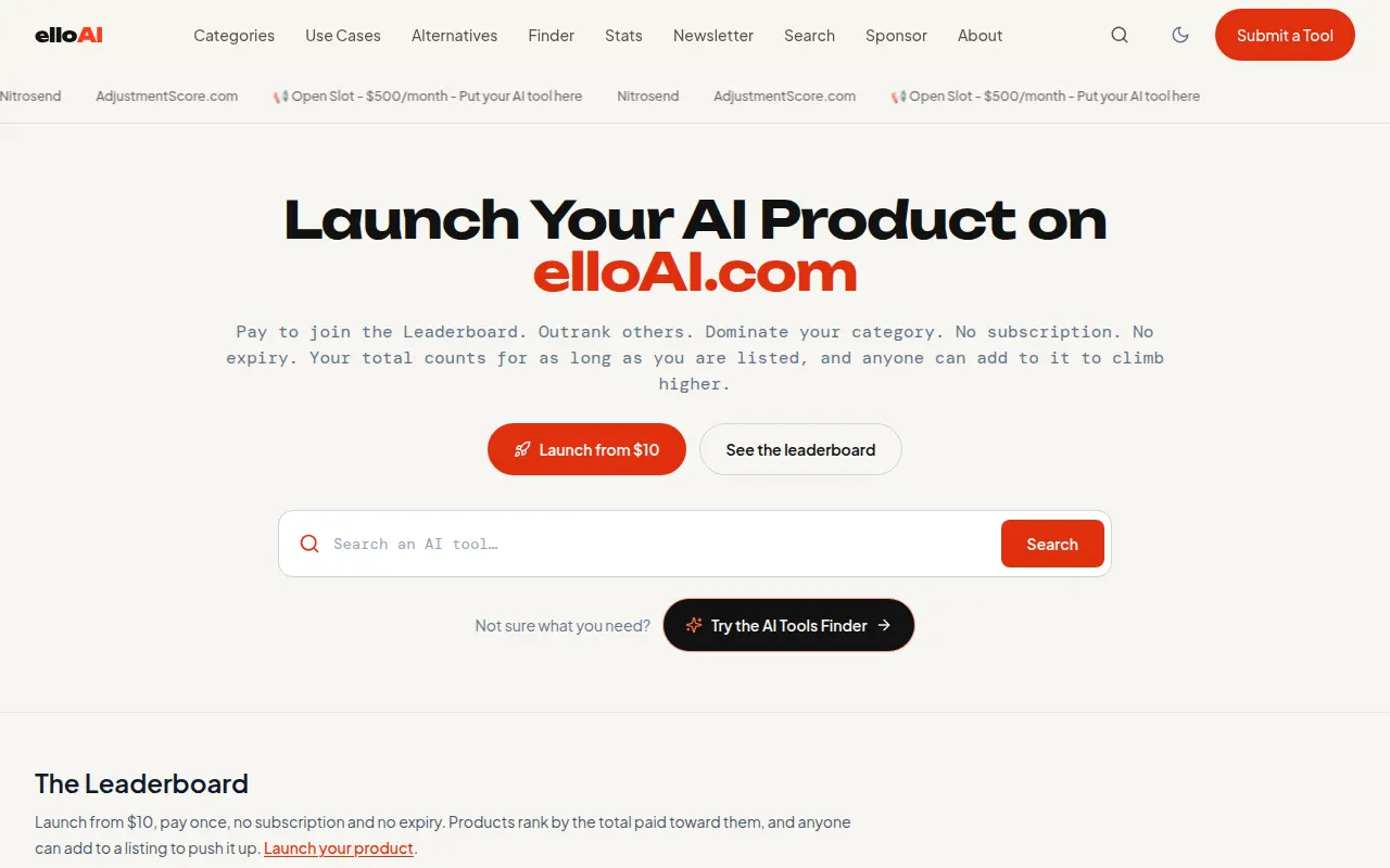 Homepage of elloai.com