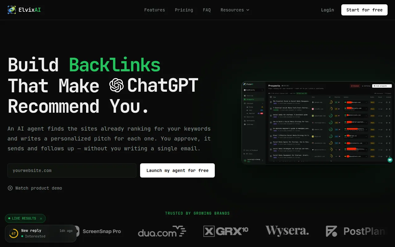 Homepage of elvixai.com