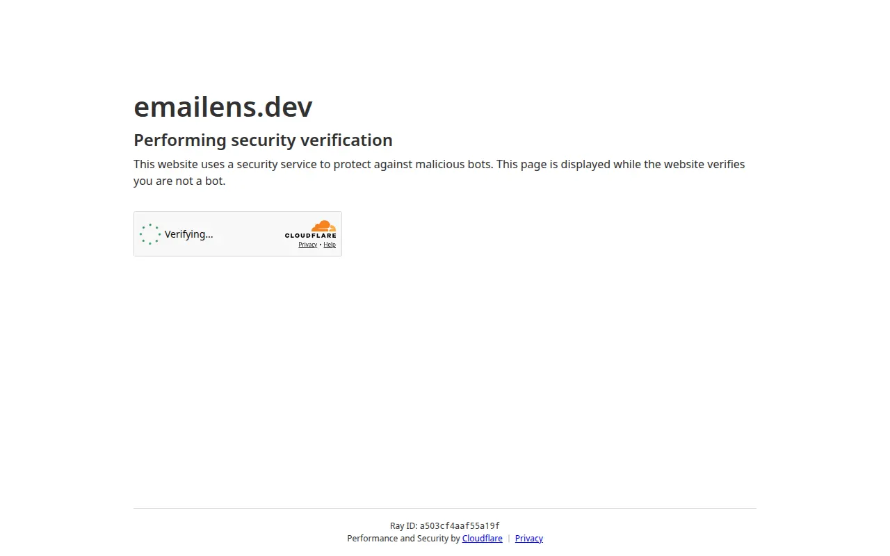 Homepage of emailens.dev