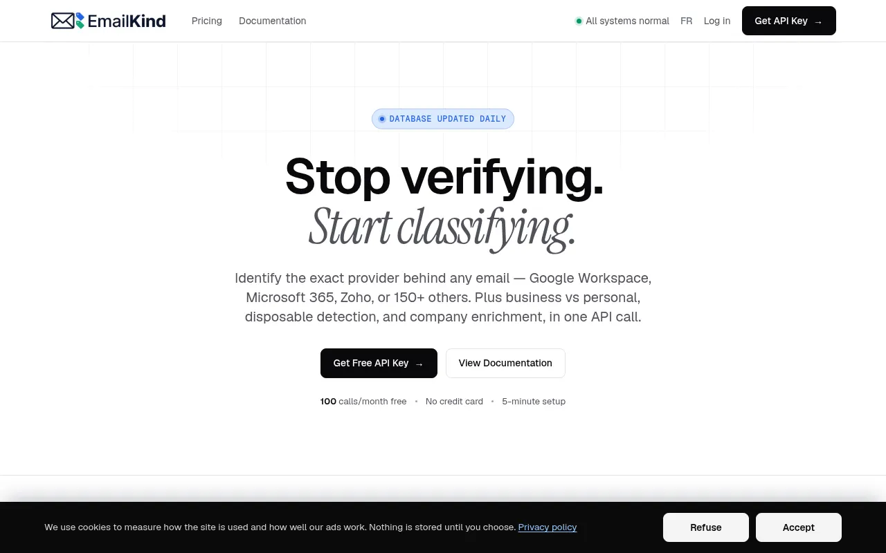 Homepage of emailkind.com
