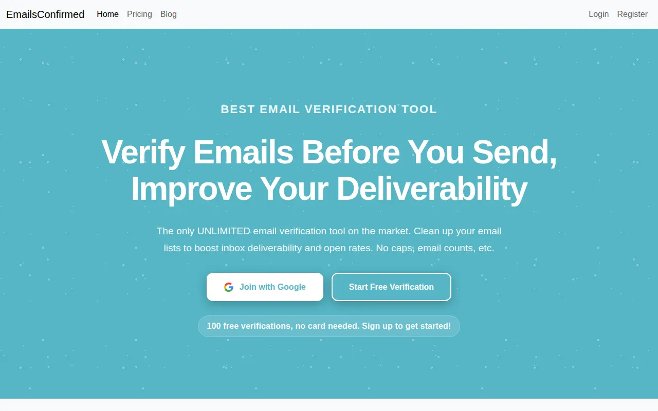 Homepage of emailsconfirmed.com