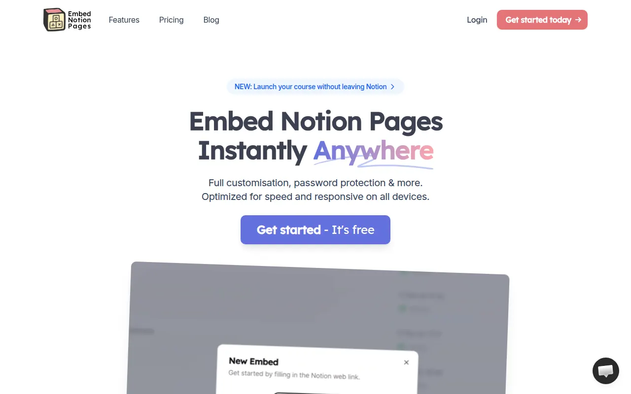 Homepage of embednotionpages.com