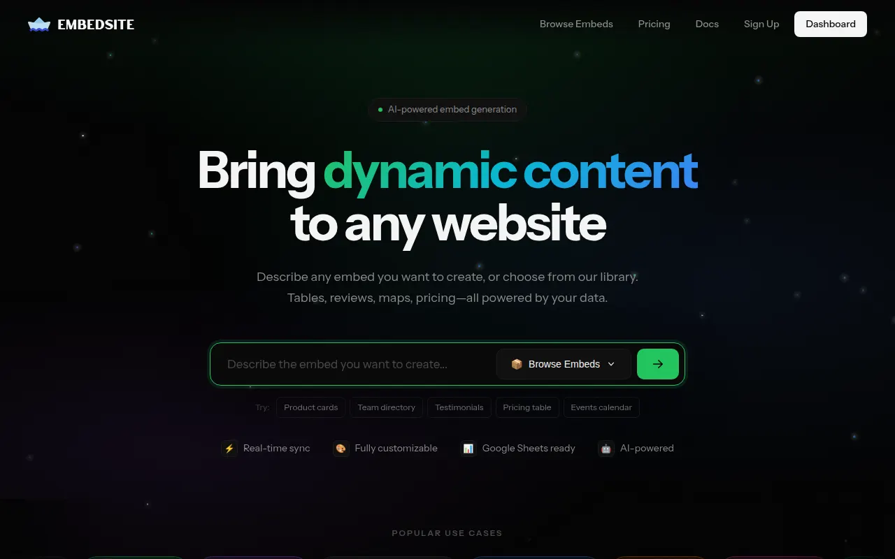 Homepage of embedsite.com