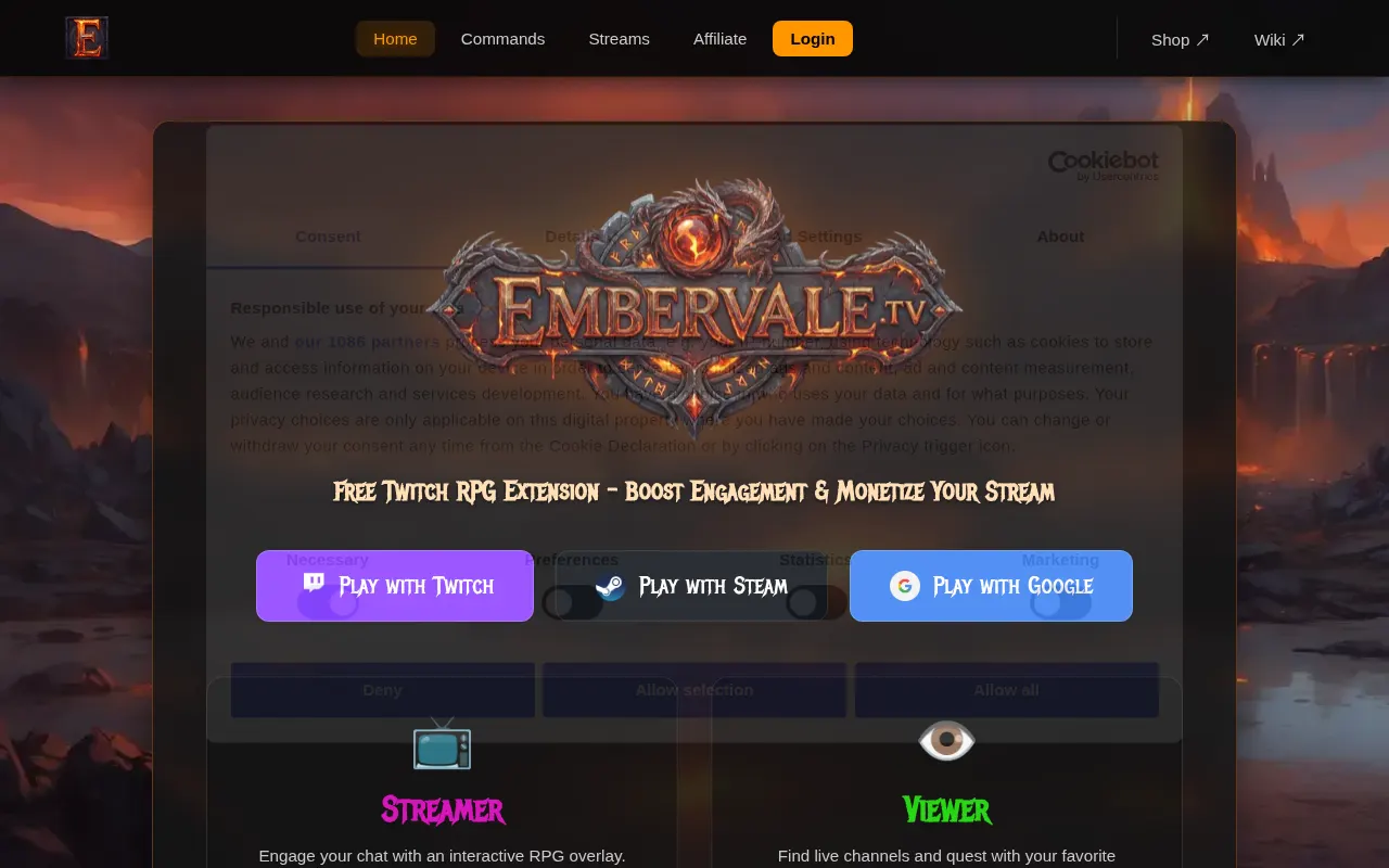 Homepage of embervale.tv
