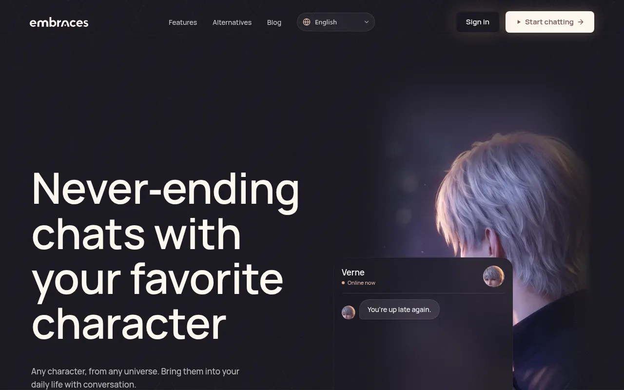 Homepage of embraces.ai