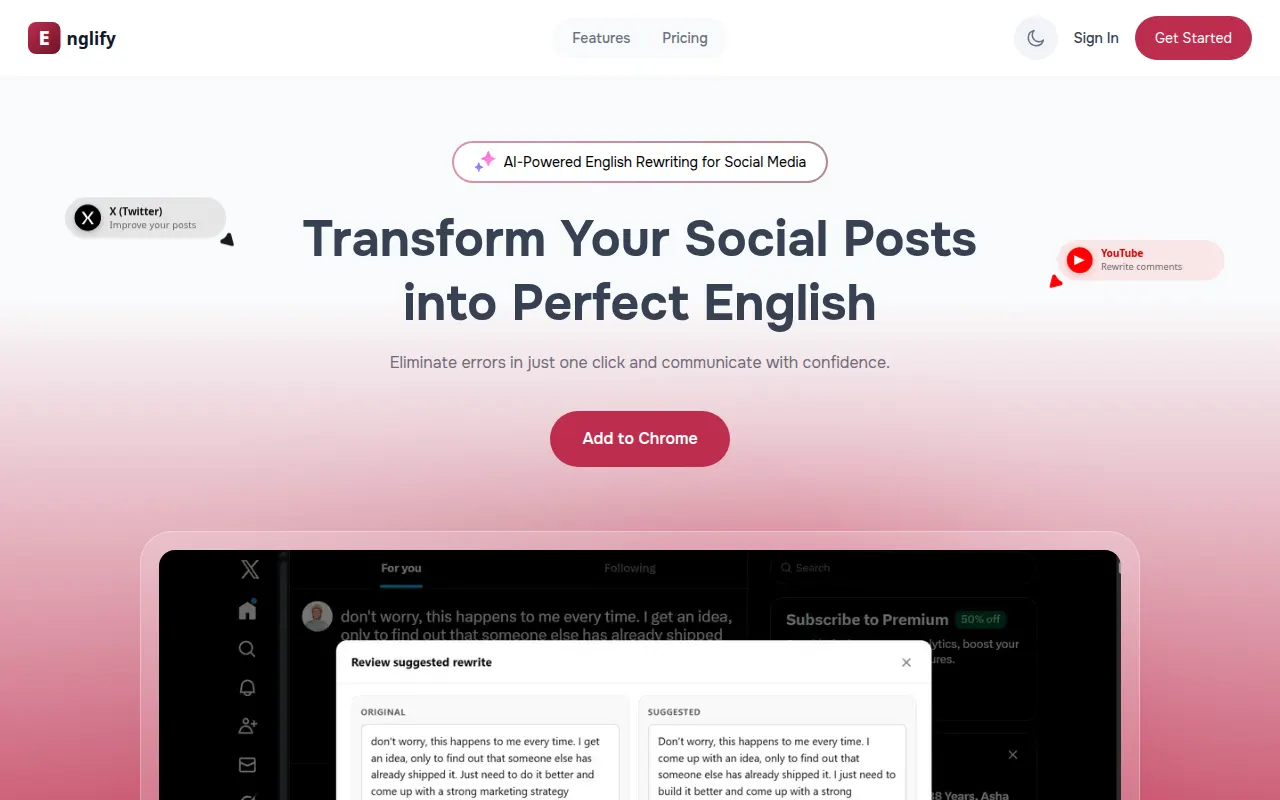 Homepage of englify.social