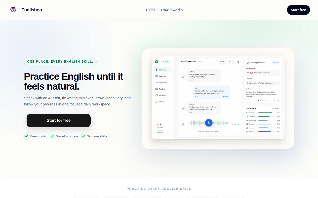Homepage of englishoo.com