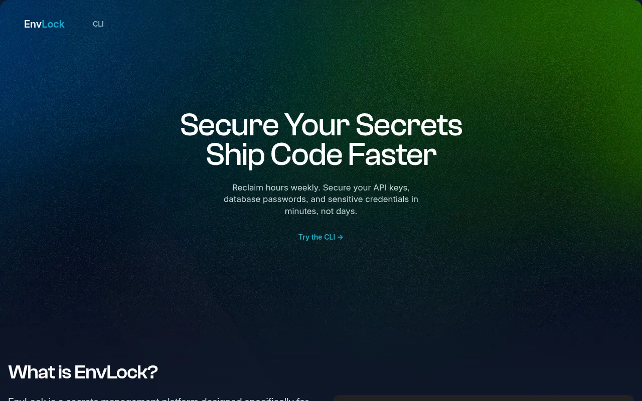 Homepage of envlock.io